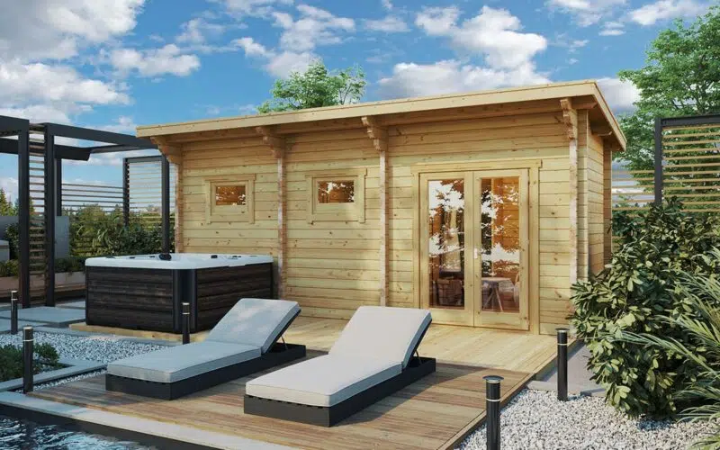 Sauna Cabin with Terrace Oliver II 11m² | 70mm | 6 x 2 m