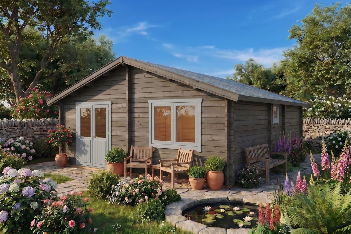 Two bedroom log cabin - painted