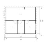 Two bedroom log cabin "Ireland" 43m² | 6 x 7 m