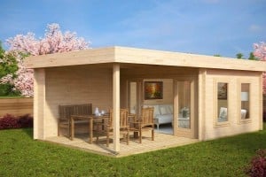 Contemporary Garden Log Cabin With Veranda