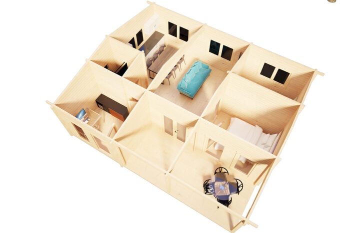 3 Bedroom Garden Annexe Holiday-D 50m² | 7 x 9m | 70mm