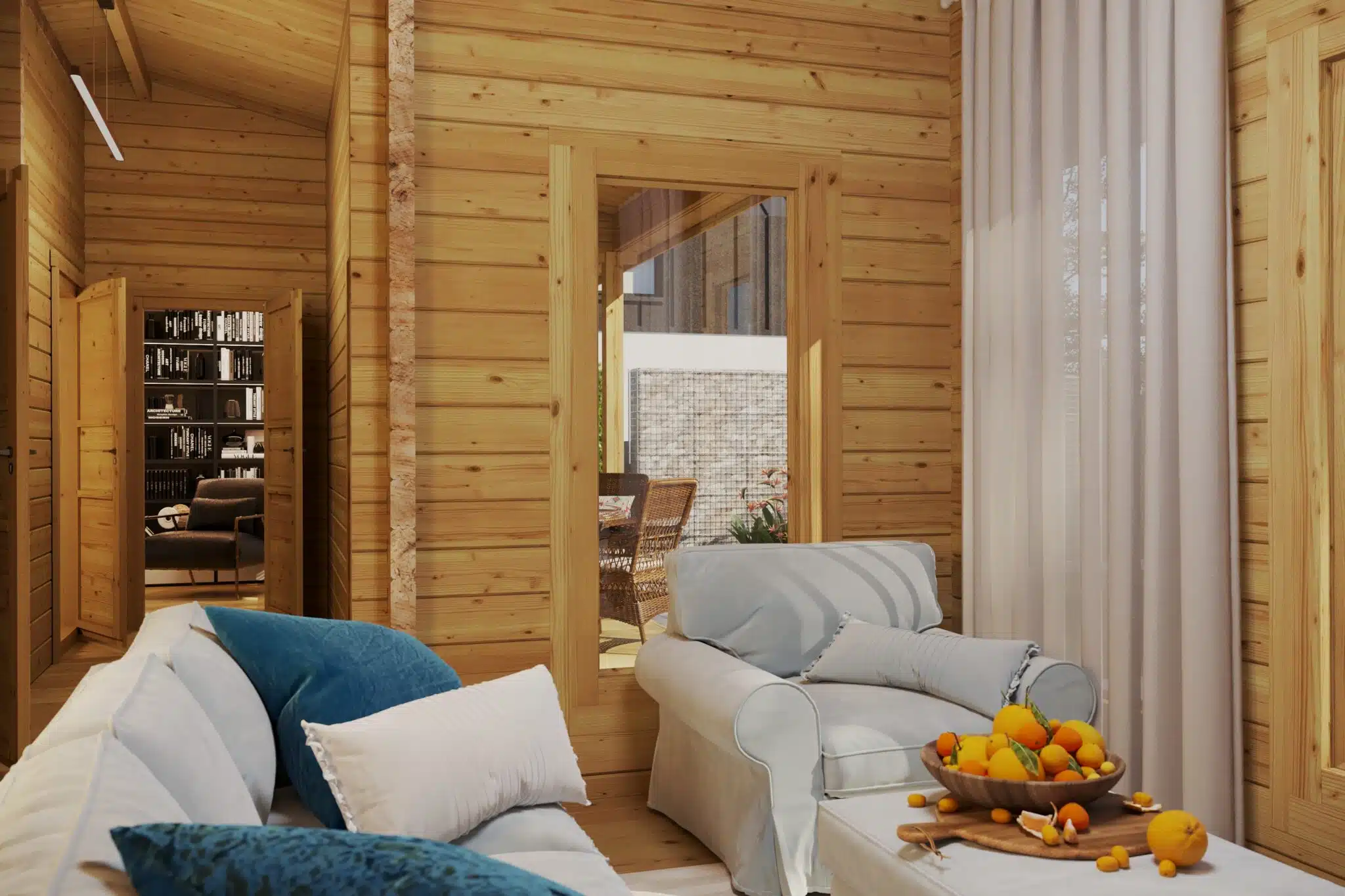 Large Log Cabin Summer House Hansa Holiday C 50m2 / 6 x 11m / 70mm