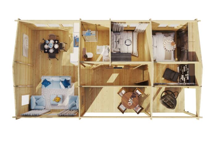 Large Bedroom Cabin Annexe Hansa Holiday-C 50m² | 6 x 11m | 70mm