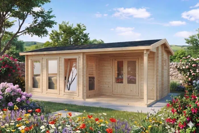 Garden log cabin with terrace 7x4m