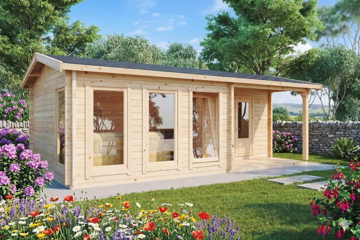 Garden log cabin with terrace 7x4m