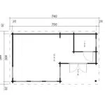 Garden log cabin "Malaga 1" 22m² | 7 x 4 m | 70mm