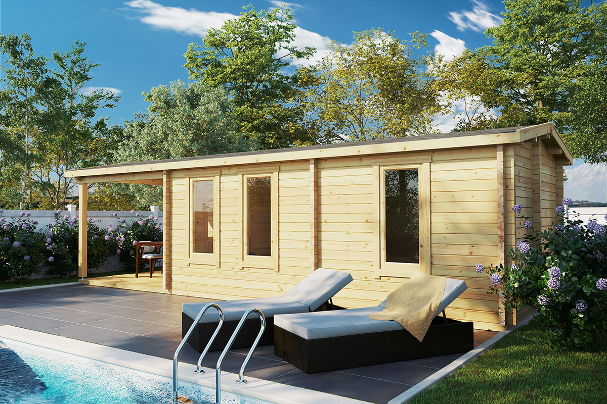 Hansa Holiday Camping Cabin 18m2 3 x 9 m 70mm