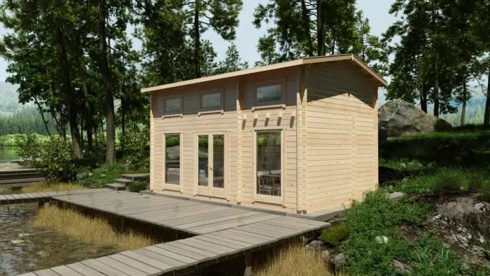 Garden Log Cabin with Loft Sweden B 30m² | 6 x 4 m | 70mm