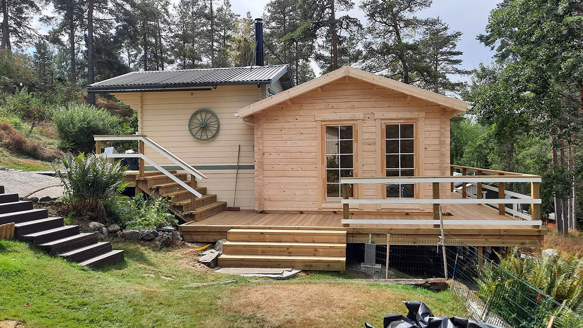 Wooden Lodge with Bathroom Sweden A 23m2 / 6 x 4 m / 70mm