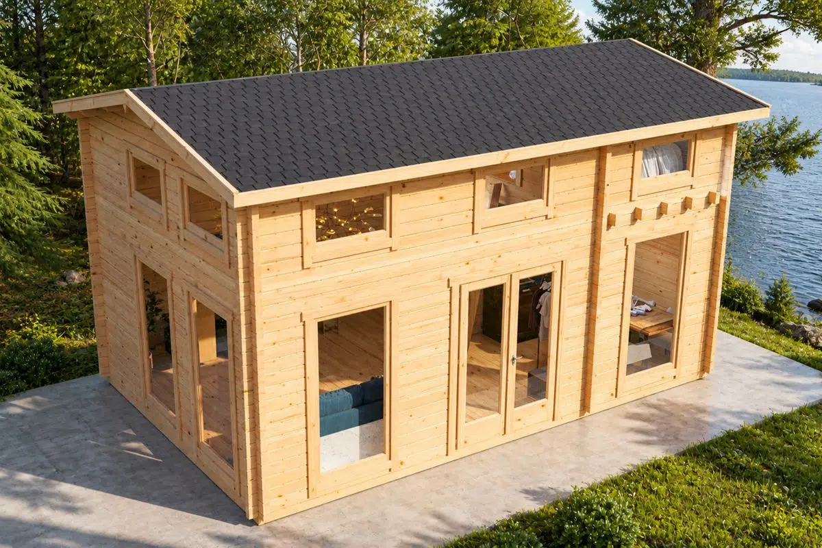 Garden log cabin with loft 30m², 6 x 4 m, 70mm wall