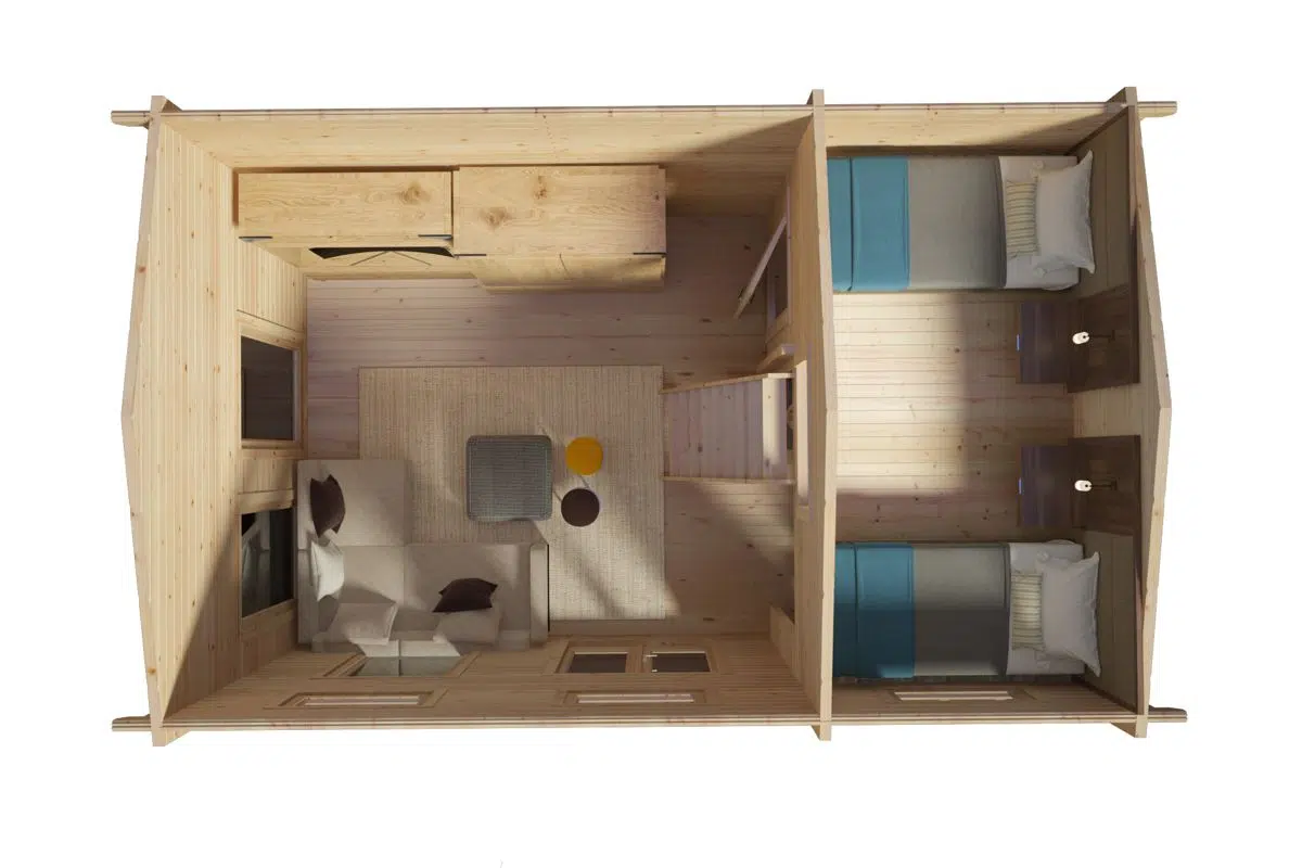 Garden log cabin with loft 30m², 6 x 4 m, 70mm wall