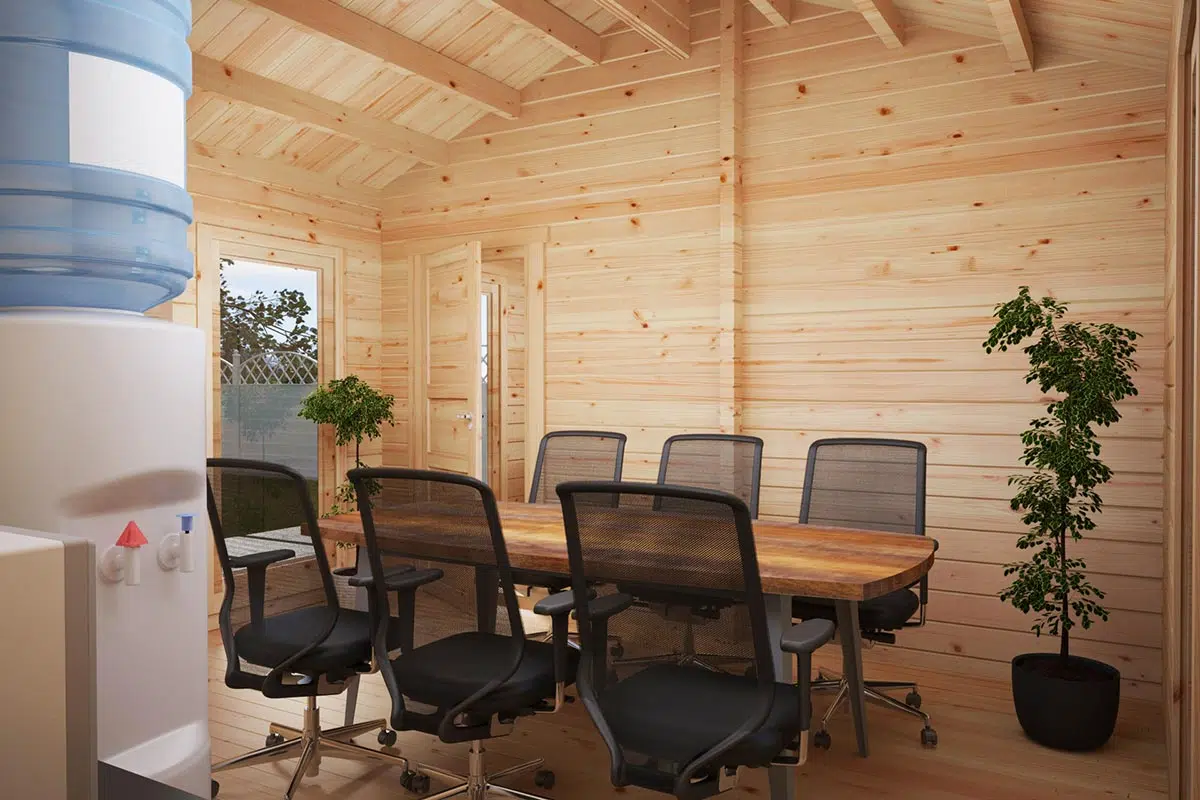 Large garden log cabin annexe - inside view
