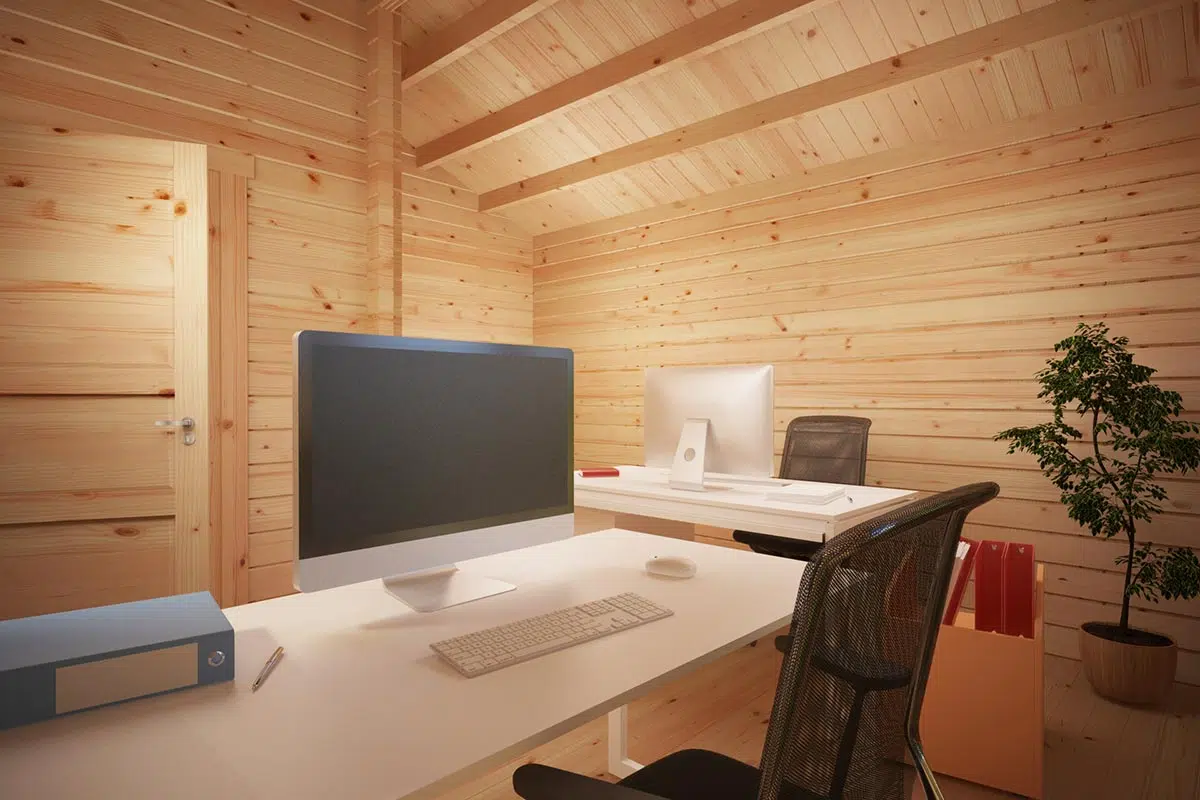 Large garden log cabin annexe - inside view