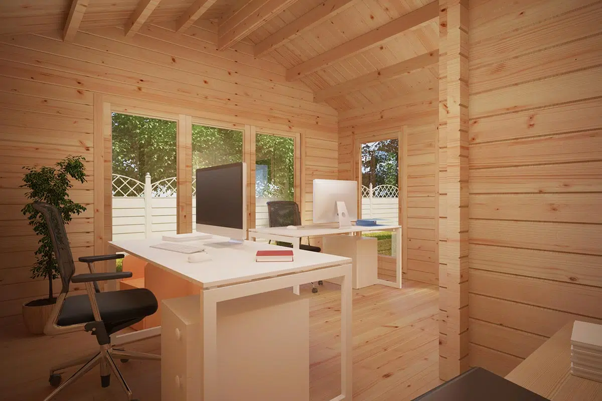 Large garden log cabin annexe - inside view