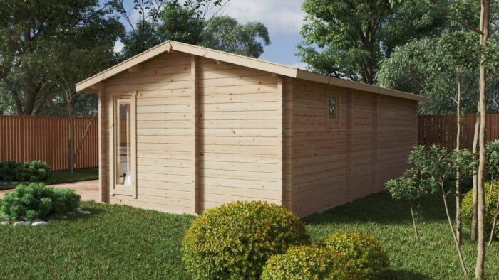 Corner Log Cabin with One Bedroom Devon-1  40m² | 70mm