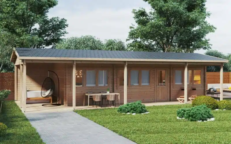 Two Bedroom Log Cabin with Large Veranda Edward 37m² | 6 x 13 m | 70mm