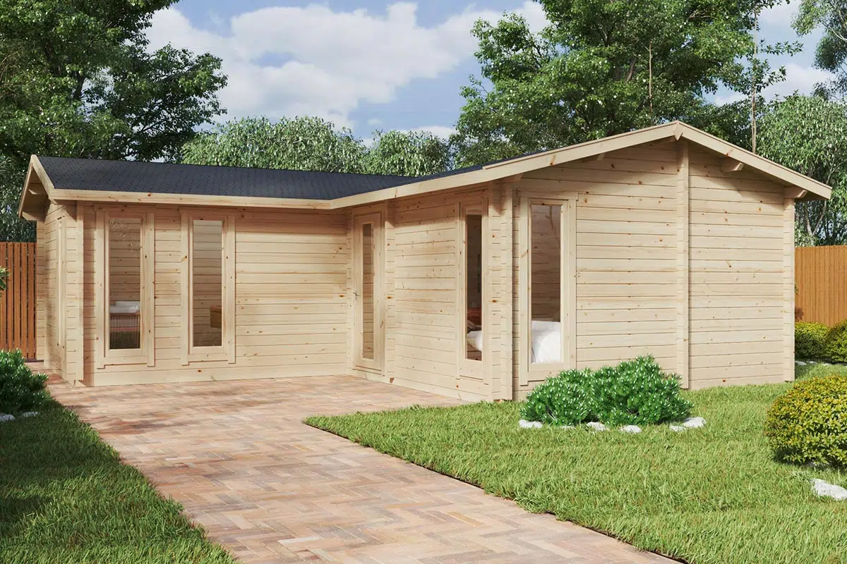 One bedroom corner garden log cabin