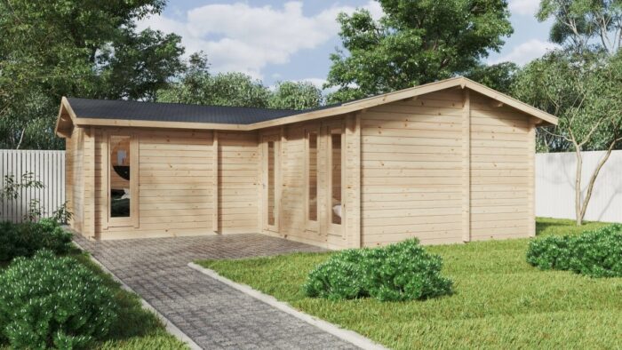 Corner Log Cabin with Two Bedrooms Devon-2 / 40m2 / 70mm