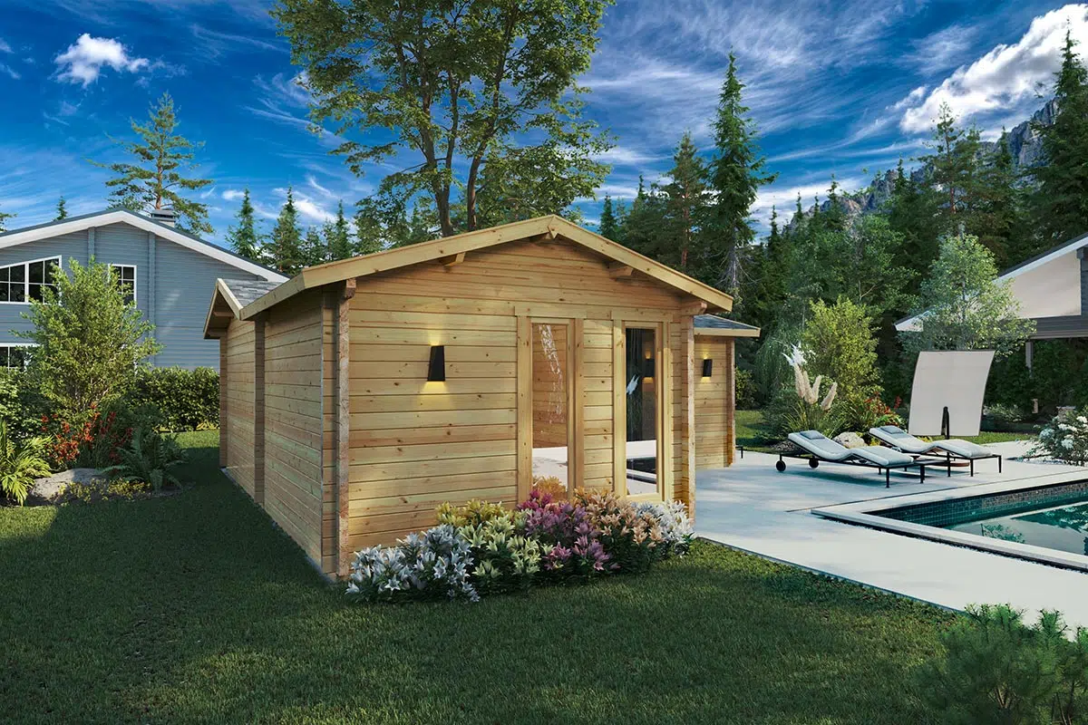 Large corner summer house with sauna