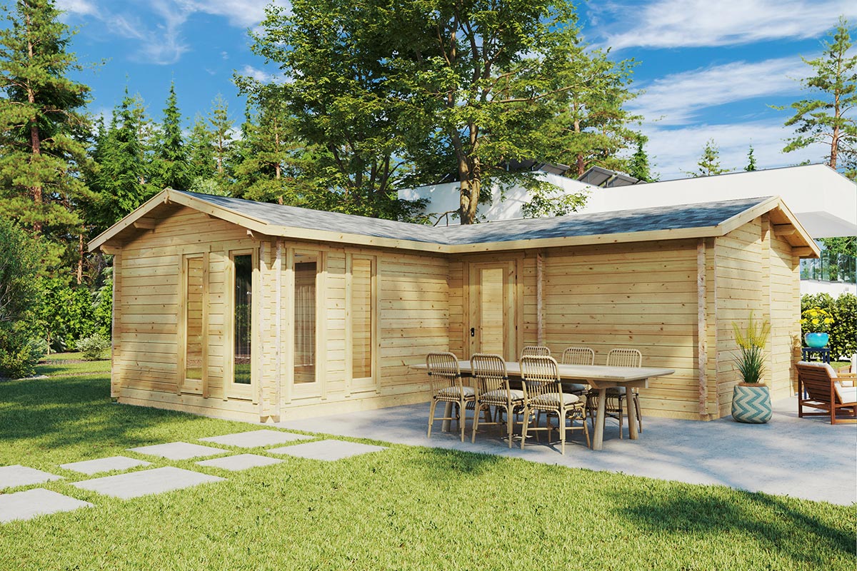 Large corner summer house with sauna