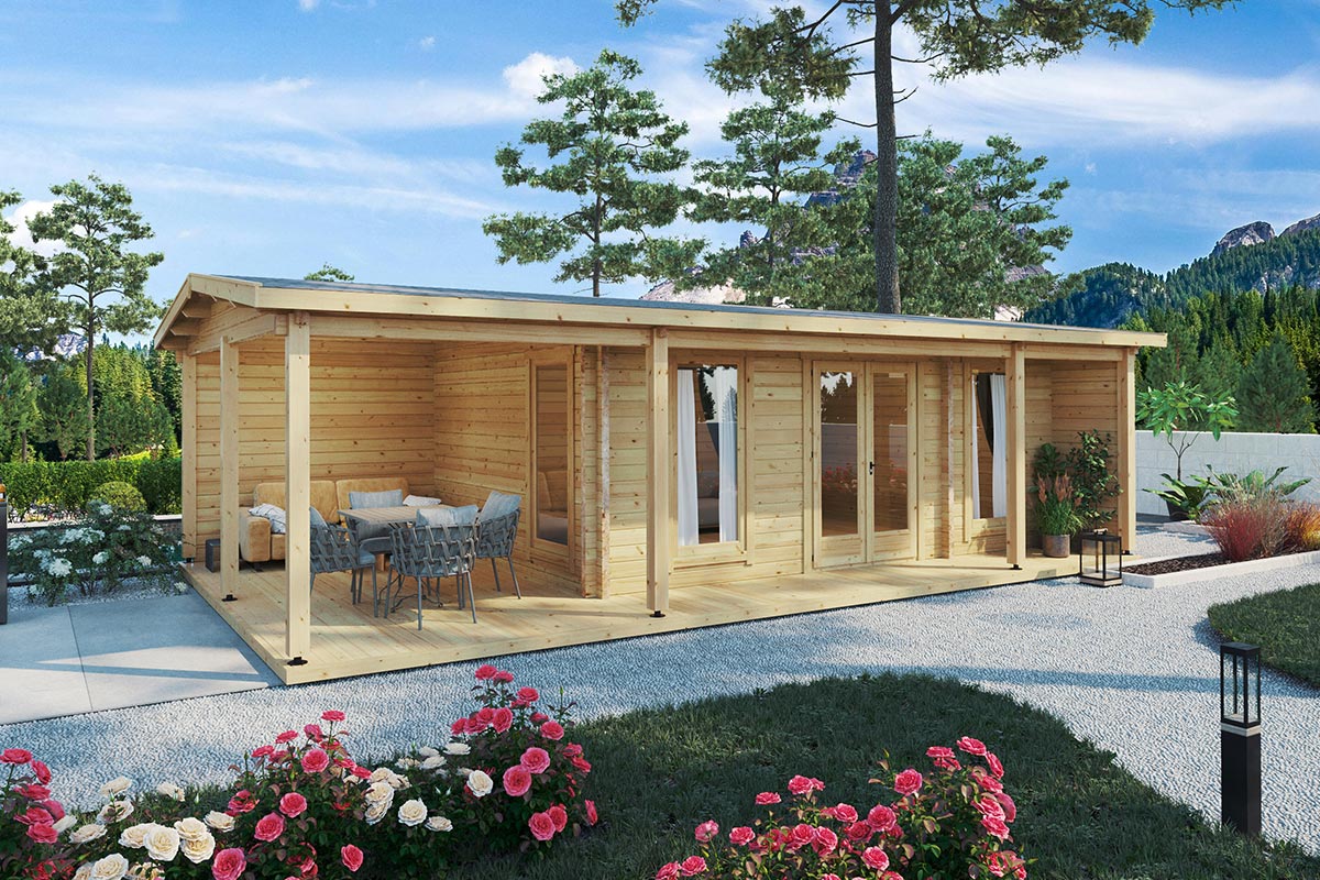 Modern summer house with veranda