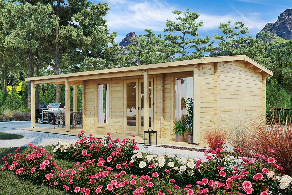 Modern summer house with veranda