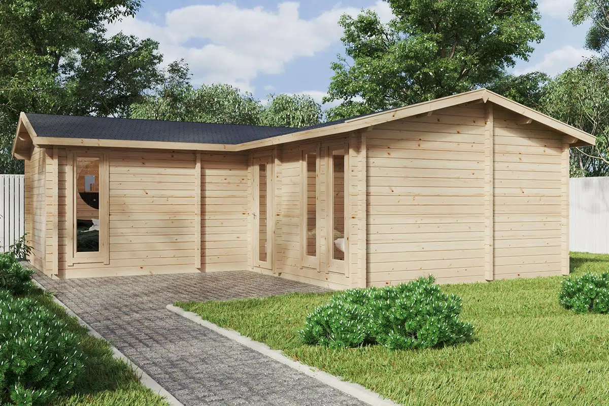 Two bedroom corner log cabin in the garden