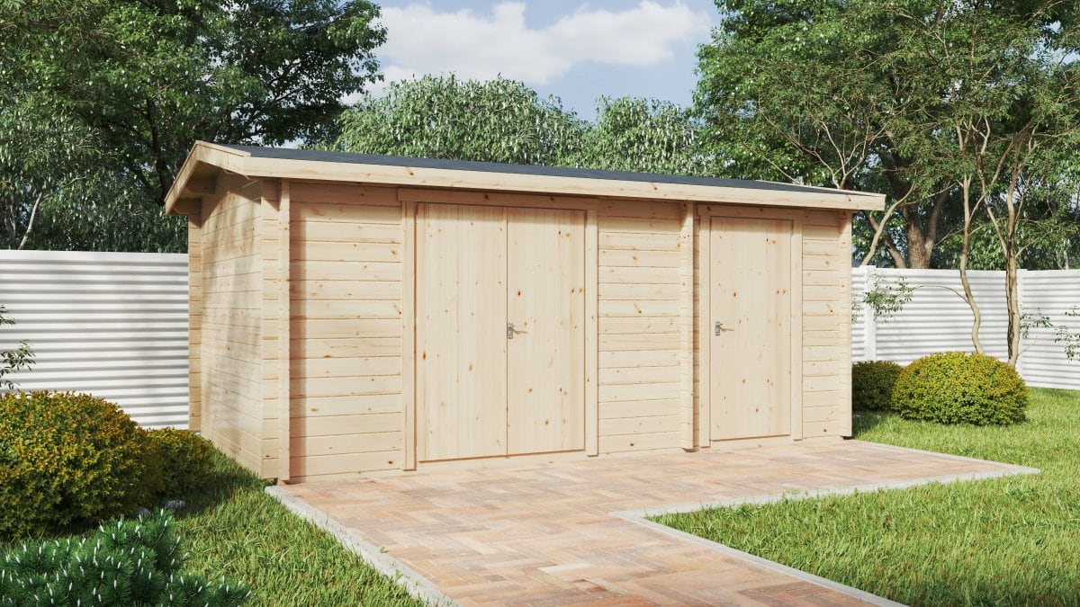 Double Garden Storage Shed Type B 15m2 44mm 5 X 3 M Summer House 24