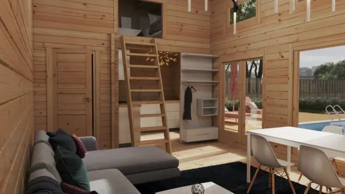 Log Cabin with loft Sweden-B XL 35m² | 7 x 4 m | 70mm