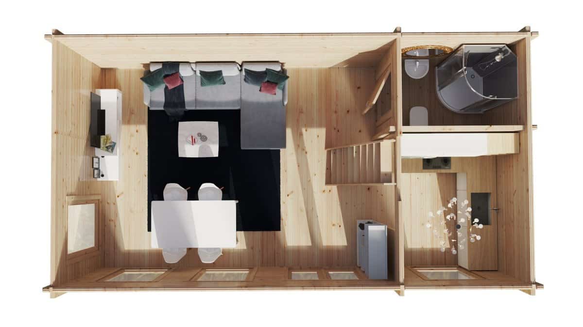 Log Cabin with Sleeping loft Sweden B XL 35m2 / 7 x 4 m / 70mm