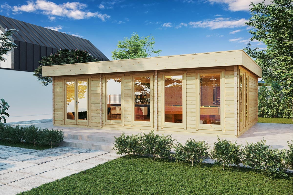 Wooden garden room for snooker table