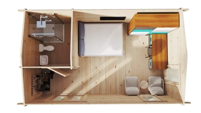 Wooden Garden House with Internal Shower Room Mia 115m² | 5 x 3 m | 44mm