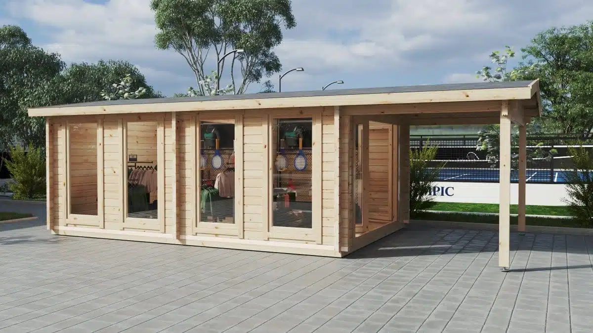 Large Garden Log Cabin with Premium Folding Doors David-2 / 4 x 8 m / 19m2 / 70mm