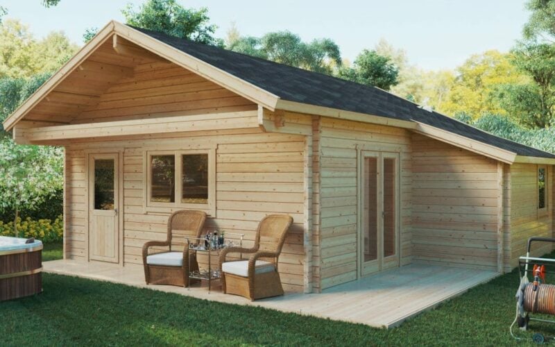 2 Bedroom Log Cabin with Loft Dallas 42m² | 7×7m | 70mm