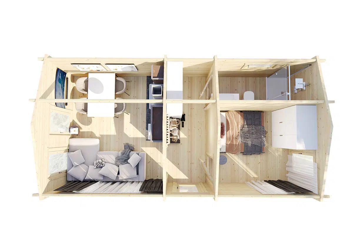 One bedroom log cabin or granny annexe - room layout