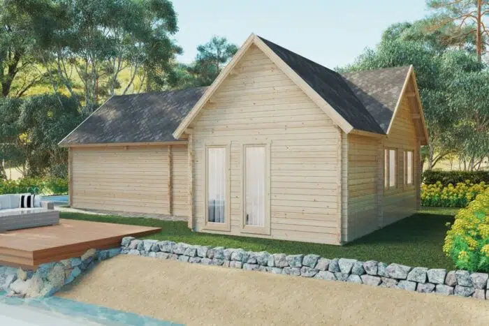 Log Cabin with Two Bedrooms and Sleeping Loft - Holiday Max 2 (85m2 / 12 x 7,5m / 92mm)