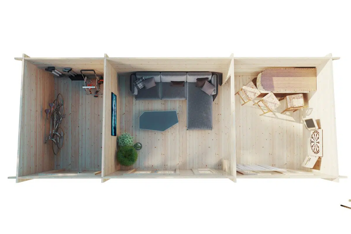 Garden room with shed - cross section