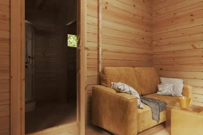 Mini Hansa Sauna Lounge 12m² / 44mm / 5 x 5 m