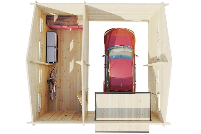 Wooden Garage with Storage Room / Model Q / 70mm / 6 x 6,5m
