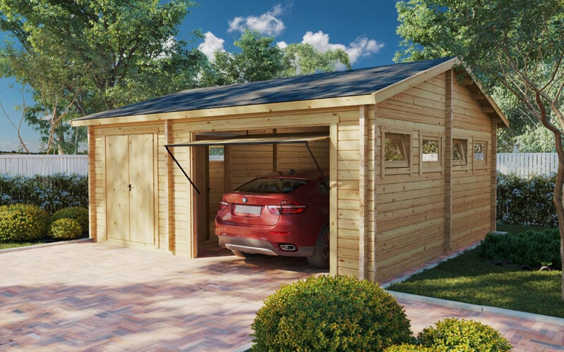 Wooden Garage with Storage Room / Model Q / 70mm / 6 x 6,5m