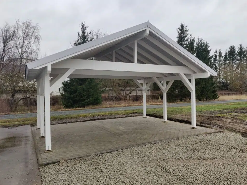 Wooden carport for two cars