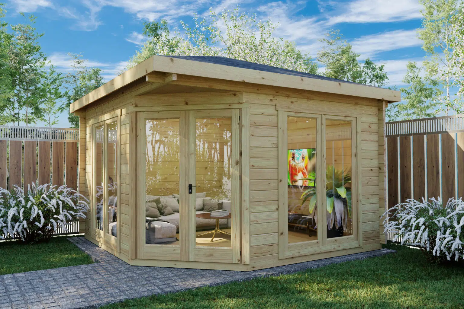 Buy Corner Summer House UK Wooden Corner Garden House