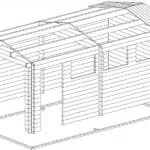 Wooden Garage A with Double Doors / 44mm / 3 x 5,5 m