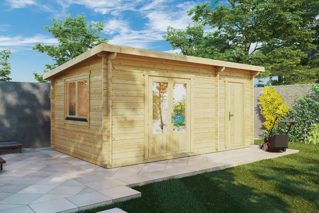 Summer house with side shed Super Tom / 44mm / 3 x 5 m / G0203
