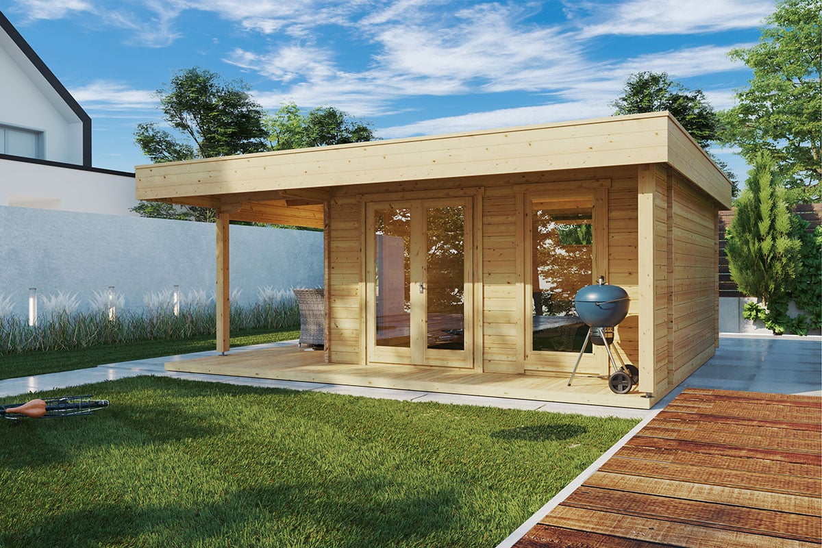Modern Summer House Hansa Lounge XL with Veranda 14,5m² / 44mm