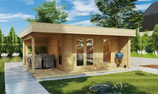 Modern Summer House Hansa Lounge XL with Veranda 14,5m² / 44mm