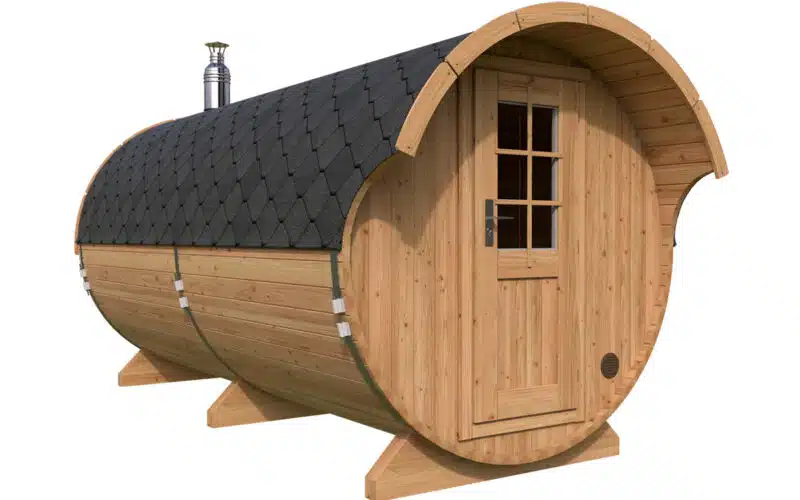 Large Barrel Sauna With Canopy (Overhang)
