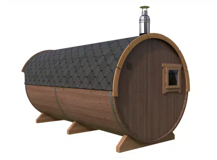 Large Barrel Sauna With Canopy (Overhang)