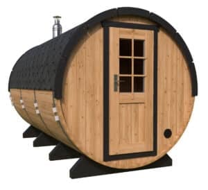 Barrel sauna door - Wooden lockable with half glass