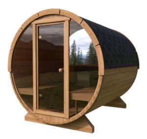Barrel sauna full glass front wall